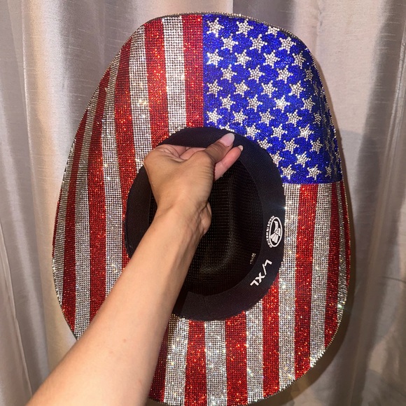COPY - American flag USA Rhinestone cowboy hat - Picture 3 of 6